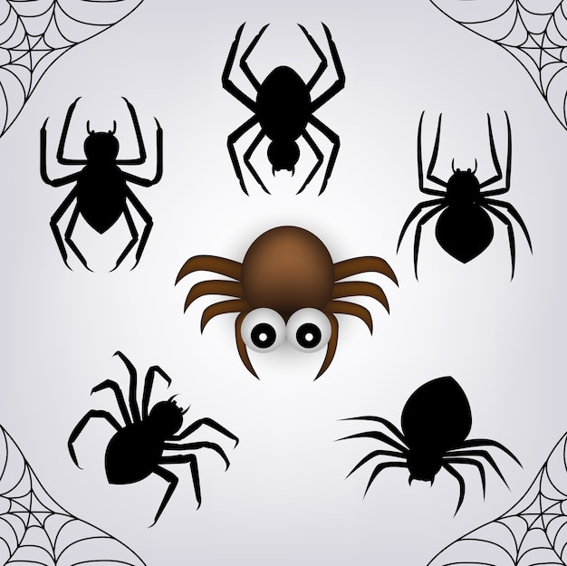 オブジェクトハロウィンの日のために設定されたスパイダー