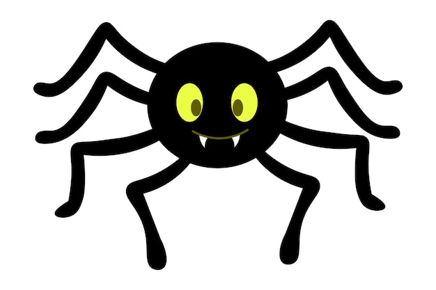 Vector spider. silhouette. cute toothy. a clever hunter. a funny character with fangs. little centipede