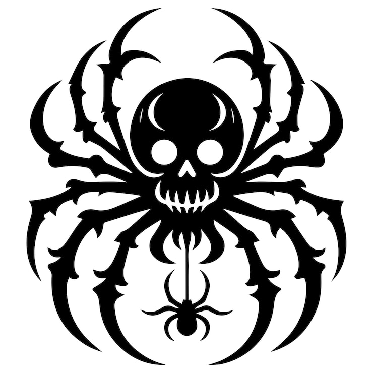 Vector spider silhouette vector art illustration