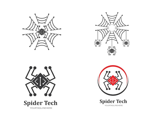 Spider technology logo vector icon illustration template