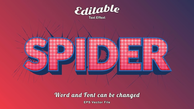 Spider text effect editable text in style Free Vector