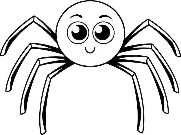 Vector spider vector illustration black and white spider coloring book or page for children