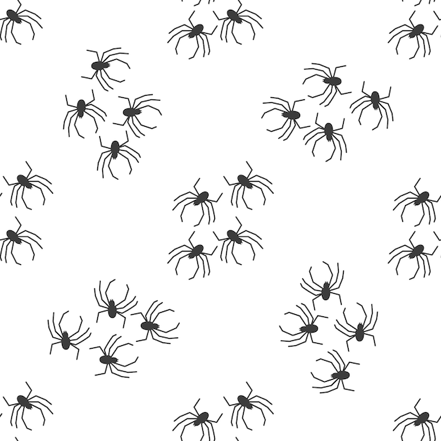 Spider vector naadloze patroon op een witte achtergrond Insect patroon print op textiel papier