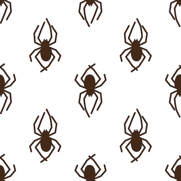 Spider vector seamless pattern on a white background Insect pattern