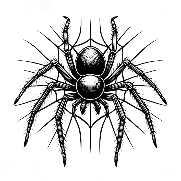 Spider Vector Tattoo Zwarte en Witte Spider Silhouette Vector Tattoo Illustratie