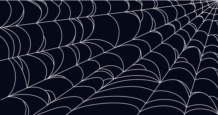 Vector spider web background for halloween. halloween dark theme wallpaper. outline vector illustration