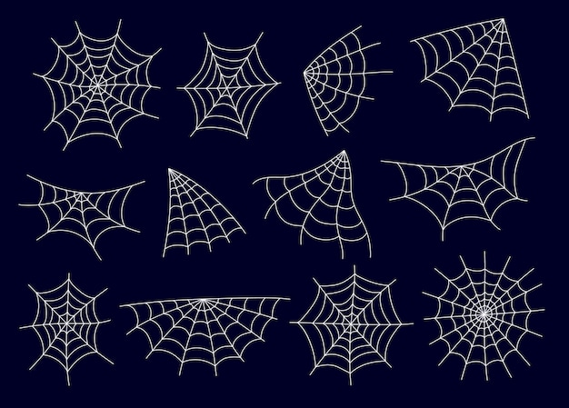 Spider web cobweb spiderweb isolated set abstract concept graphic design illustration element