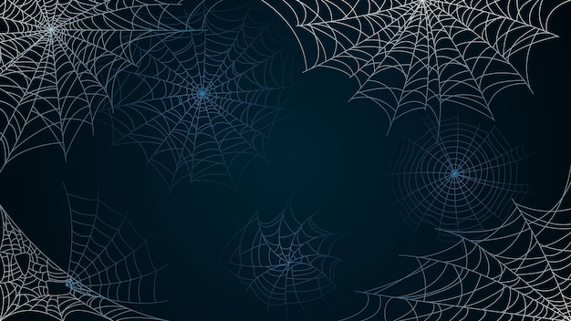 暗い背景にクモの巣ハロウィン デザイン要素不気味な怖いホラー装飾ベクトル