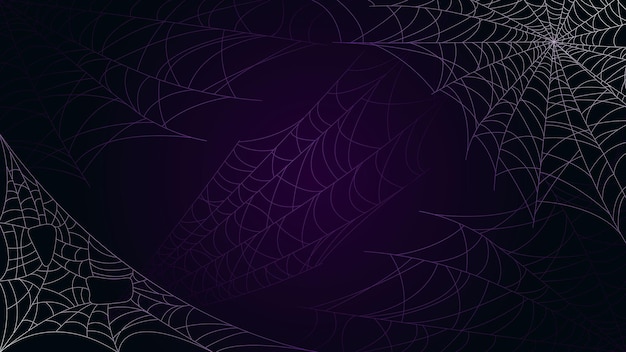 Spider Web On Dark Background Halloween Design Elements Spooky Scary Horror Decor Vector