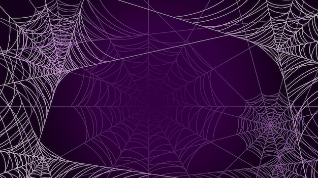 暗い背景にクモの巣ハロウィン デザイン要素不気味な怖いホラー装飾ベクトル