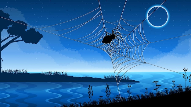 Vector spider web on dark background halloween design elements spooky scary horror decor vector