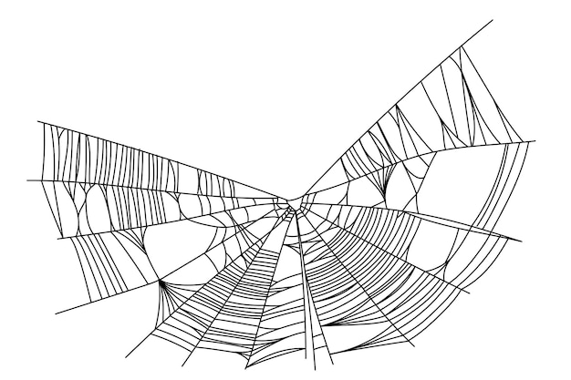 白い背景で隔離のクモの巣のパーツ怖いクモの巣の輪郭の装飾ハロウィーンホラーゴーストやモンスターパーティーの招待状やポスターのベクトルデザイン要素