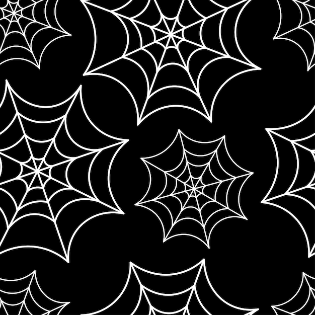 Vector spider web seamless pattern on black. background for wallpapers, textiles, papers, fabrics, web page