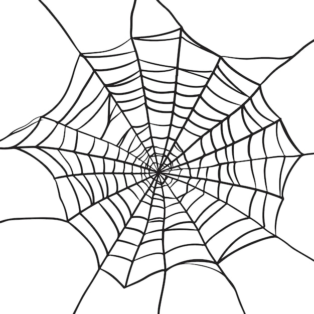 Spider web set isolato su sfondo bianco doodle illustrazione vettoriale di ragnatela