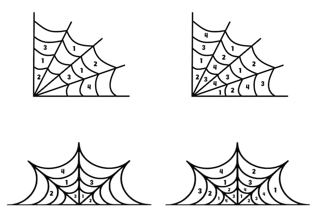 Vector spider web sudoku spidoku halloween puzzles