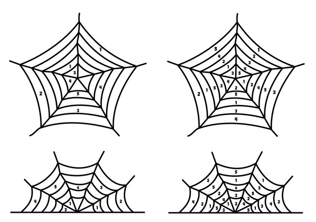 Vector spider web sudoku spidoku halloween puzzles