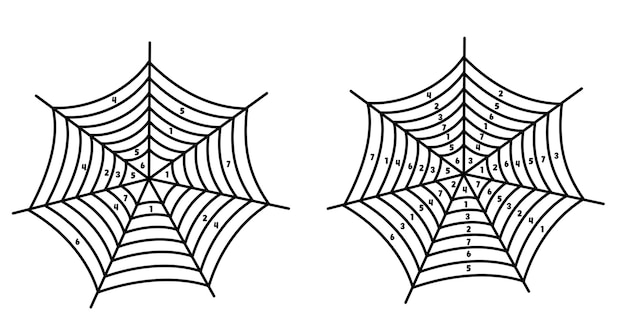 Vector spider web sudoku spidoku halloween puzzles