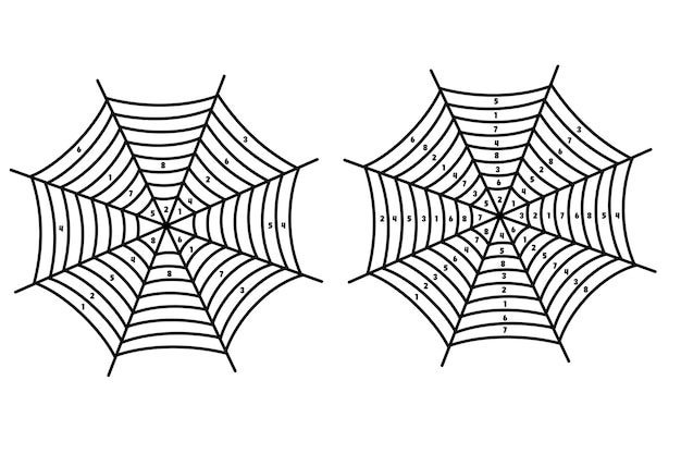Vector spider web sudoku spidoku halloween puzzles