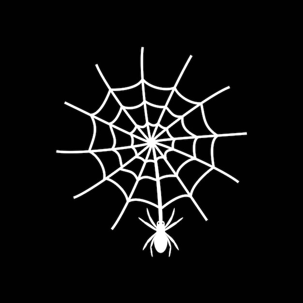 spider web white silhouette on black background logo design vector illustration