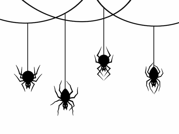 spider webs line art halloween illustration