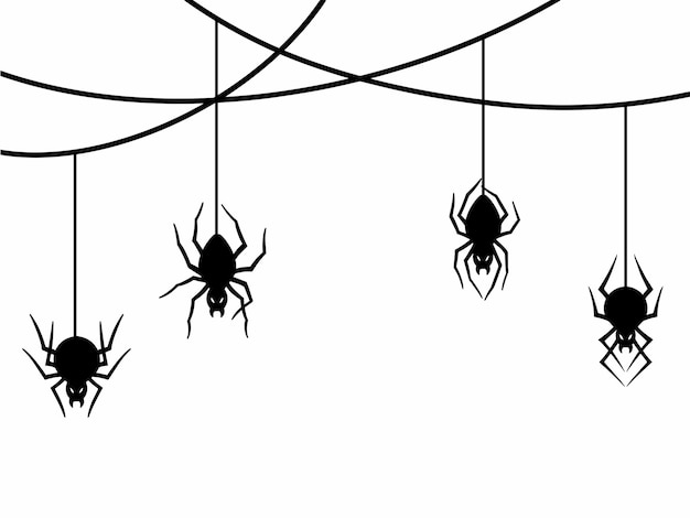 spider webs line art halloween illustration