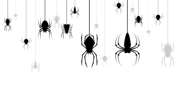 Пауки в паутине с белым фоном элемент дизайна фона хэллоуина жуткий страшный ужас