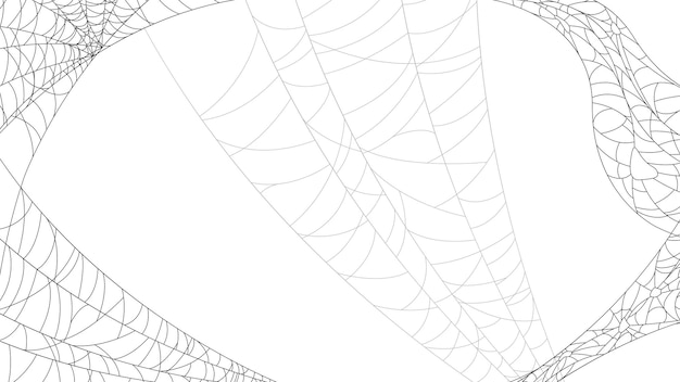 Spiders on Web with white Background. Halloween Background Design Element. Spooky, Scary Horror