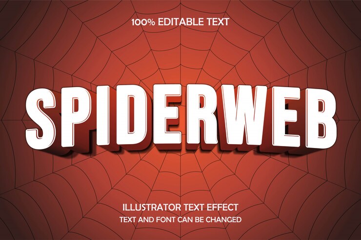 Spiderweb, 3d bewerkbare teksteffect moderne komische patroonstijl