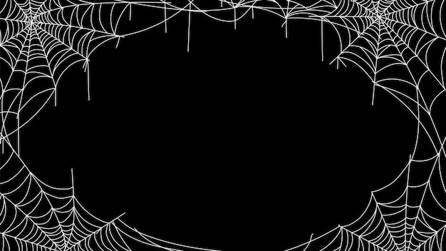 Cornice di ragnatela ragnatela di ragno bordo decorativo spaventoso mistero web silhouette per la decorazione di feste di halloween sfondo poster invito illustrazione vettoriale