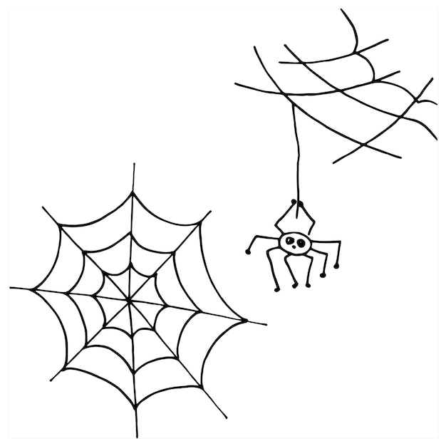 Паутина. векторные иллюстрации, изолированные на белом фоне. черное по белому. паутина каракули.