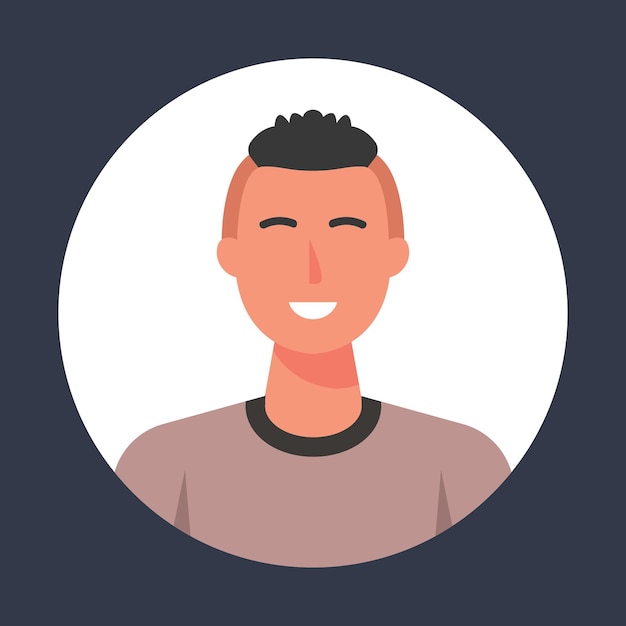 Spiked haar man in cirkel frame in vlakke vector ontwerp