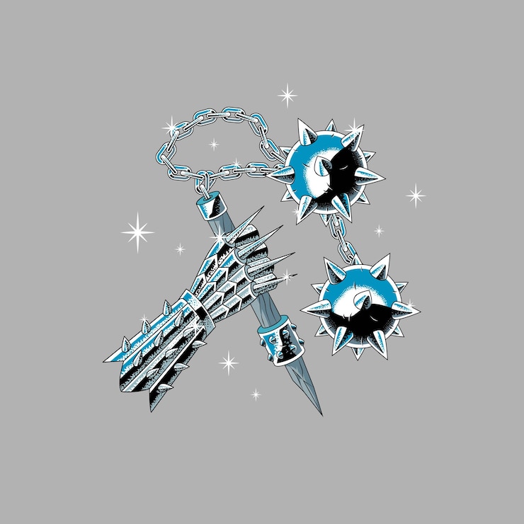 Vector spiked mace and flail illustration