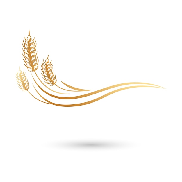 Spikelets of wheat, rye, barley. Golden icon, elegant design, vector