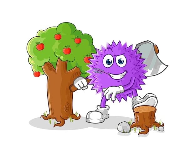 Spiky ball fairy with wings and stick cartoon mascot vector