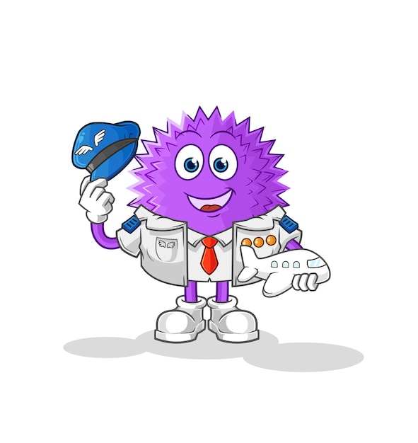 Spiky ball pilot mascot cartoon vector