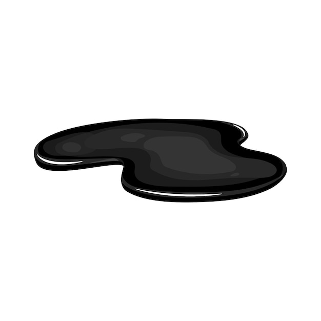 Vector spill of black oil puddle industry stain ink drop of petrol liquid shape vector cartton illustration