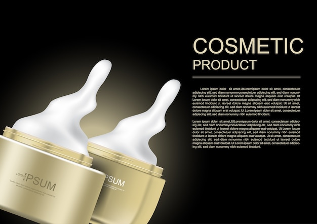 Versare crema cosmetica e vasetti d'oro