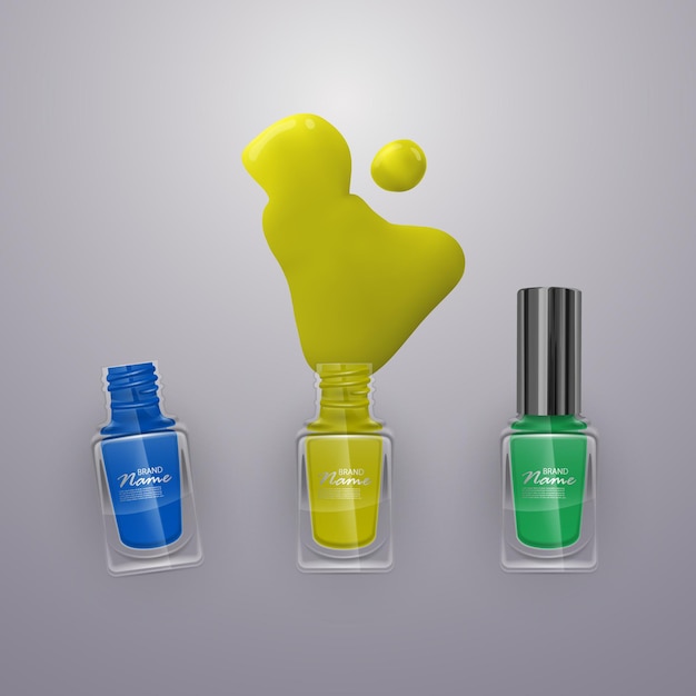 Vector spilled some nail polishes  . nail polishes of bright colors,    illustration