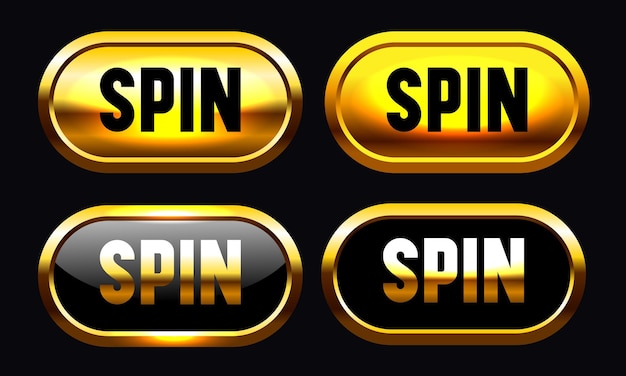 Vector spin button set golden guttons for online casino vector set