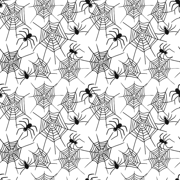 Spin en spinnenweb naadloze patroon Halloween achtergrond