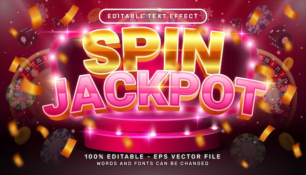 spin jackpot 3d text effect and editable text effect