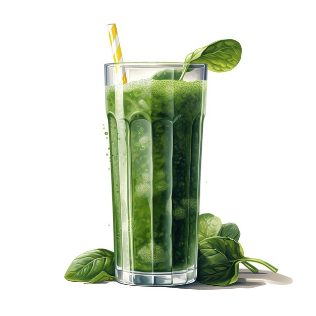 Vector spinach juice vector flat geometric watercolor white background