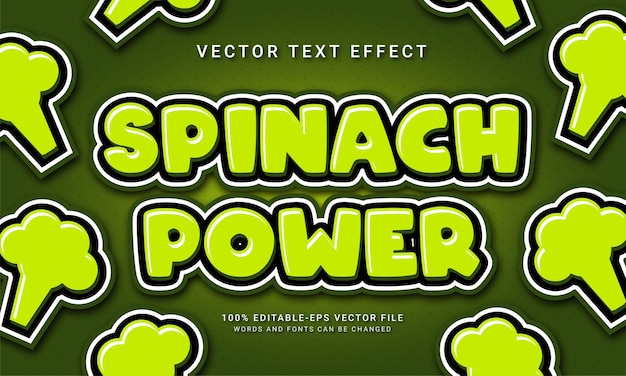 Spinach power editable text effect with fresh vegetable theme