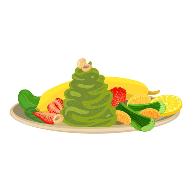 Spinazie met fruit en groenten pictogram cartoon van spinazie met fruit en groenten vector pictogram voor webdesign geïsoleerd op een witte achtergrond