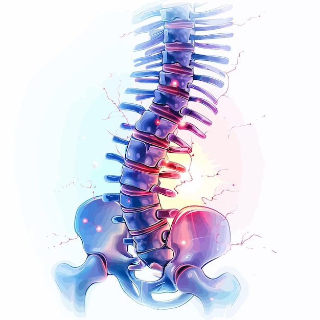 背骨の骨を示す背中の痛みベクトル
