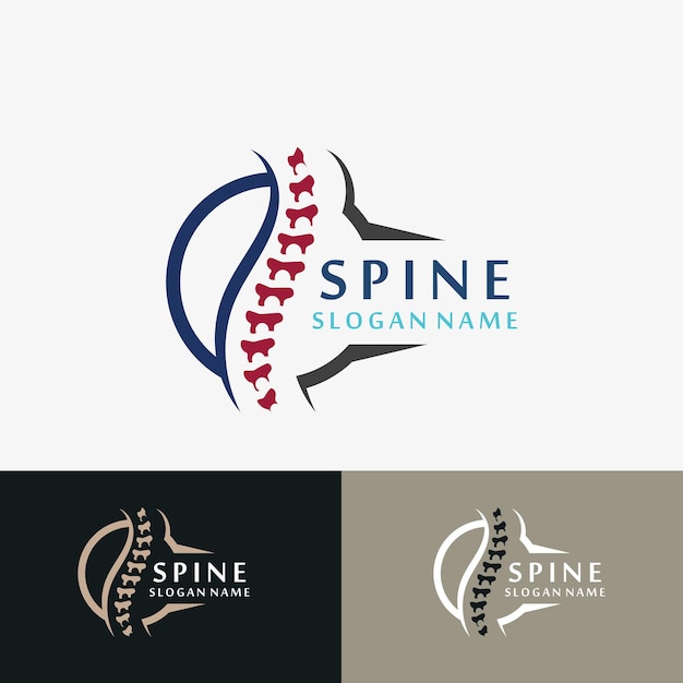 Spine chiropractic care logo disegni concetto backbone modello di logo