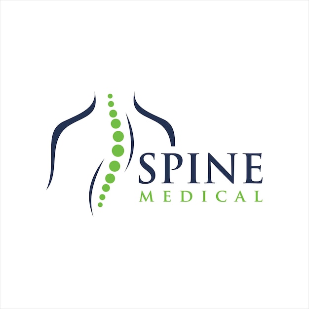 Logo della colonna vertebrale logo chiropratico medico in bianco modello di logo chiropratico sfondo isolato