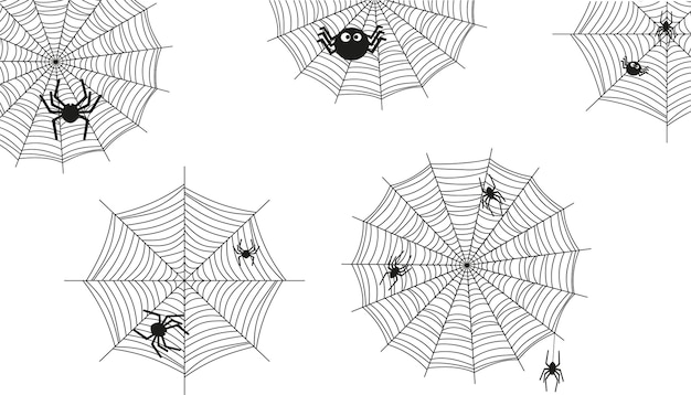 Vector spinnen breien een spinnenweb. illustratie voor halloween. vector