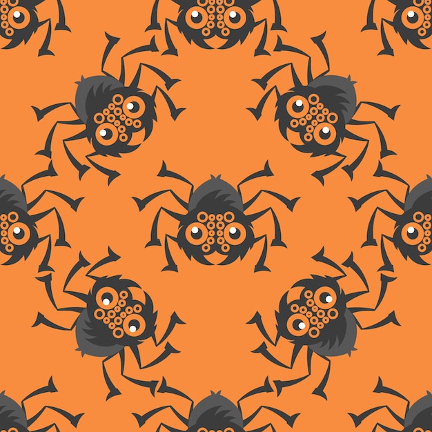 Spinnen van halloween naadloos patroon van oranje kleur