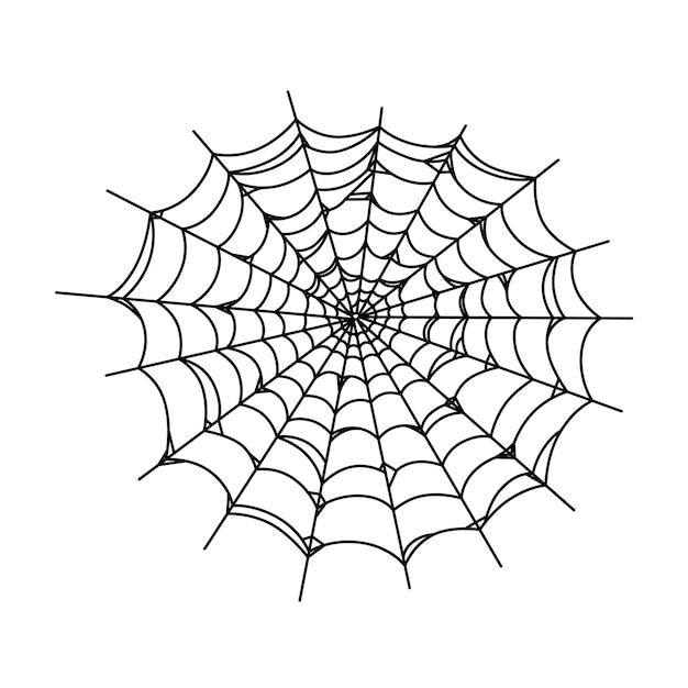 Spinnenweb geïsoleerd op wit achtergrond. overzicht spinnenweb voor horror halloween-feestontwerpen. schets vectorillustratie